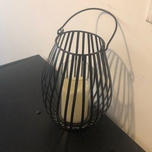 Round black iron table lantern